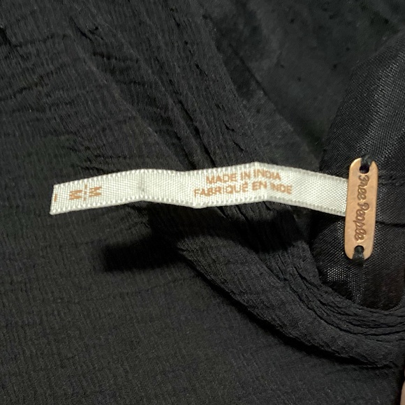 Balletcore Free People Black V Neck Drawstring Waist Dress Sz M - Picture 4 of 6